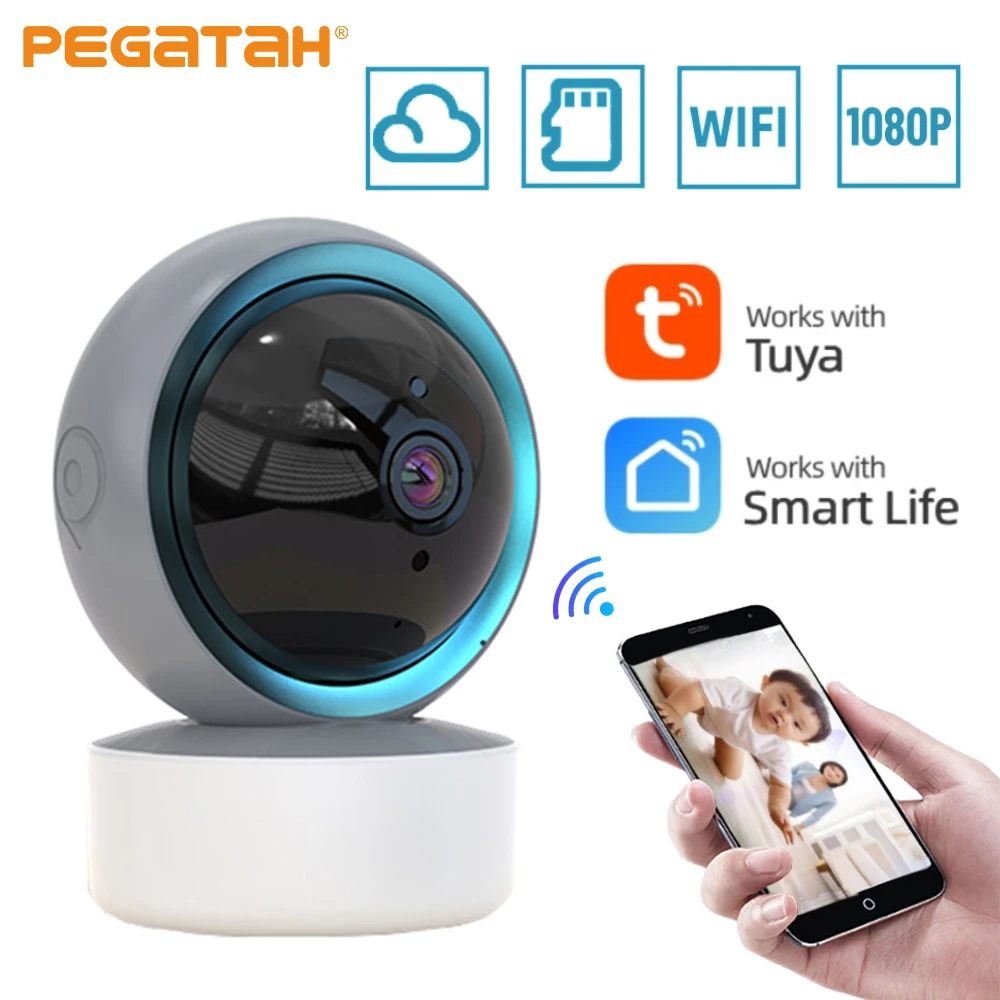 1080P Wifi Tuya Surveillance Camera Wireless Smart Home Video Surveillance IP Camera Night Vision 2-Way WiFi Audio Baby Monitor