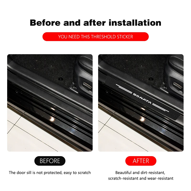 4 шт./компл. наклейки на порог двери автомобиля Защитные Водонепроницаемые из