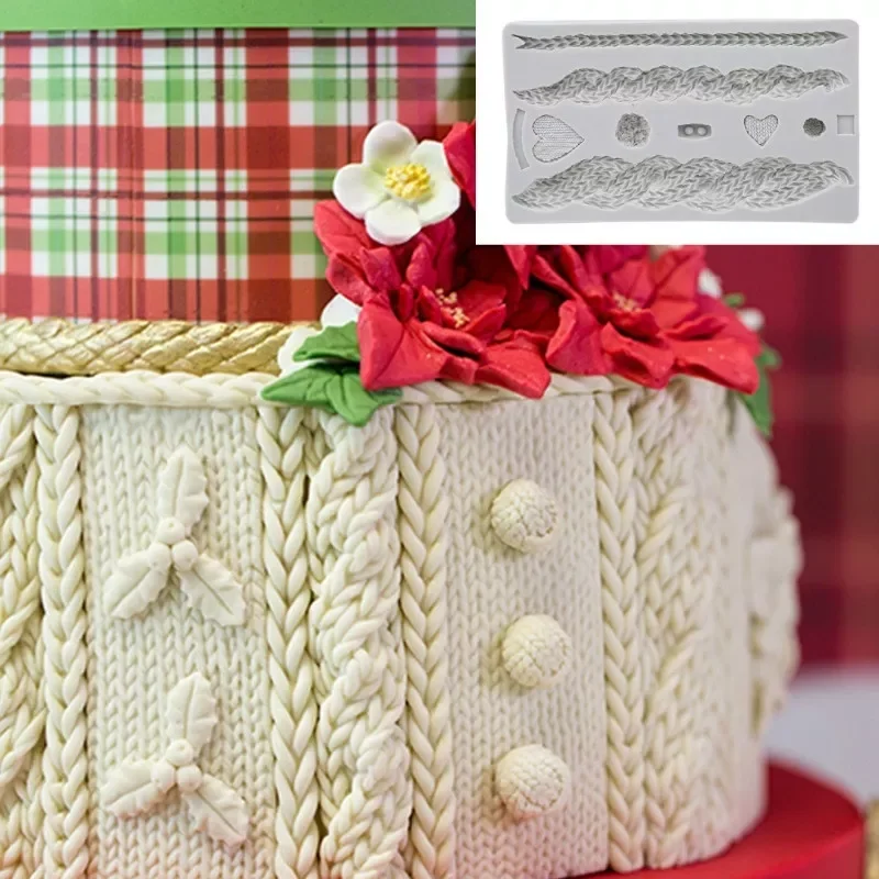 

2022 Fondant Silicone Mold Chocolate Mold Wild Hemp Rope Sash Belt Food Grade Silicone Cake Mold