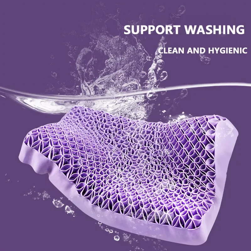 

New TPE Cool Breathable Bed Pillow Protection Cervical Washable Pillows With Pillowcase For Neck Message Sleep Travel Purple
