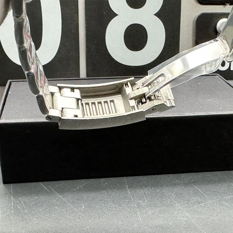 Stainless Steel Polish Watch Case 41mm for SEIKO NH35 Sapphire Watches Crystal Solid Back Waterproof Fluted Bezel Folding Clasp