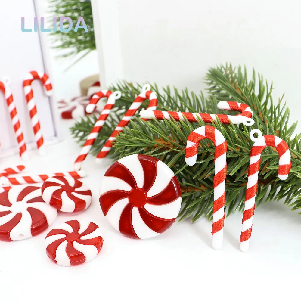 

12pcs Christmas Tree Decoration Artificial Lollipops Red and White Candy Pendants Home Decor New Year Children's Gifts Navidad