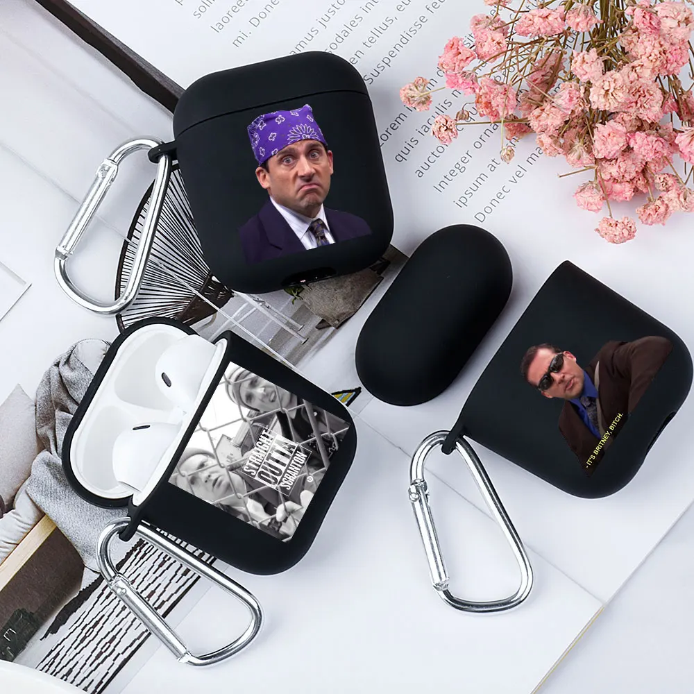 

Michael Scott The Office Funny Humor TV Earphone Case For AirPods1 2 3 Pro Black Soft silicone wireless Bluetooth headphone case