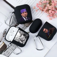 michael scott the office funny humor tv earphone case for airpods1 2 3 pro black soft silicone wireless bluetooth headphone case