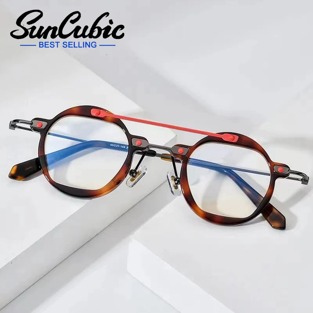 

SunCubic Vintage Titanium Glasses Frame Men Round Myopia Optical Prescription Eyeglasses Frame Women Retro Eyewear JS6277