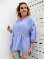 2022 plus size summer spring womens clothing drawstring loose t shirt maternity o neck pullover thin bottoming bule shirt
