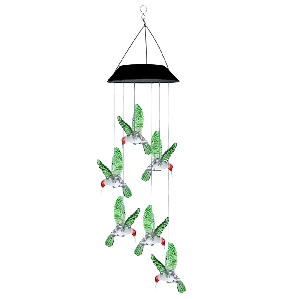 

Waterproof Solar LED Light Window Hummingbird Wind Chime Colorful Changing ABS Hanging Lamp Outdoor Courtyard Decoration