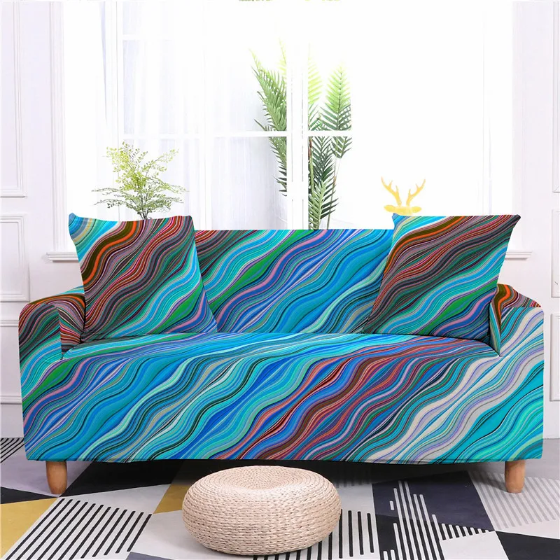 

Striped Print All Inclusive Sofa Cover Sectional Sofa Elasticity Spandex L Shape Sofa Covers for Living Room Universal 1PC