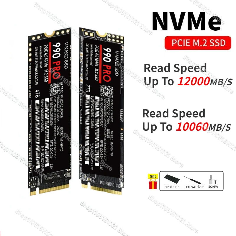 

SSD High Speed 990 PRO PCIe 4.0 NVMe 4.0 M.2 2280 1TB 2TB 4TB SSD Internal Solid State Hard Drive for Laptop PC PS5