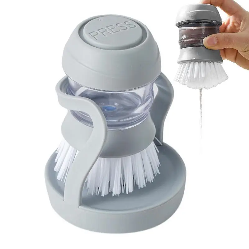 

Soap Dispensing Scrub Brush Cleaning Palm Scrubber With Good Grip Automatic Cleaning Washing Up Kitchen Brush With Storage Stand