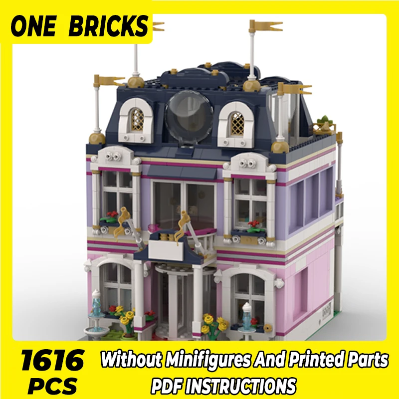 

Moc Building Blocks Modular Street View Upscale Hotel Technical Bricks DIY Assembly Construction Toys For Childr Holiday Gifts