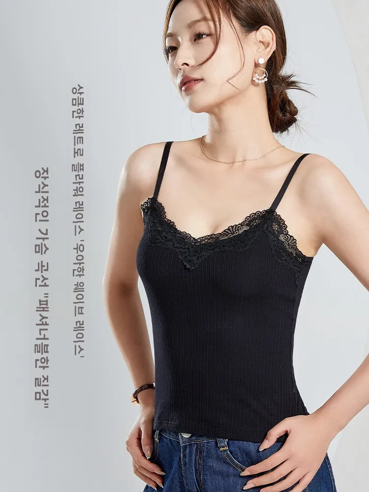 Кружевная майка с v-образным вырезом регулируемый плечевой ремень фиксированная