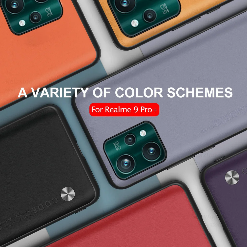 for realme 9 pro plus case plain skin leather protect phone cover realem9 9pro realmy realmi 9 pro 5g silicone shockproof coque free global shipping