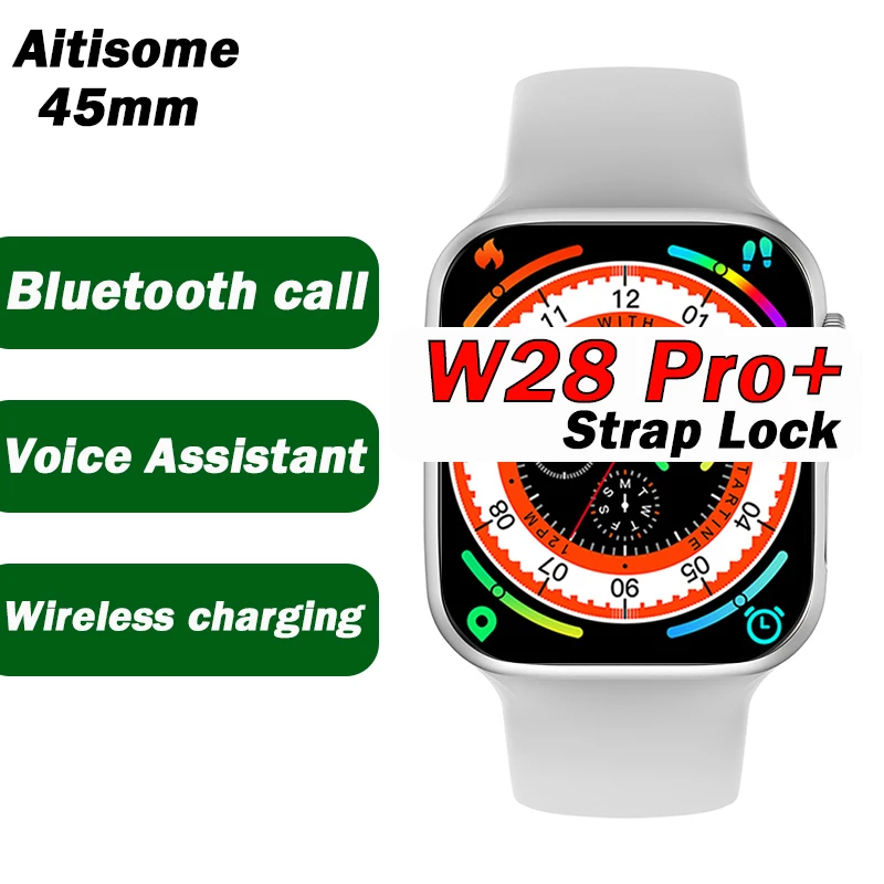 

Smart Watch IWO Ultra Strap Lock 45mm Men Women Wireless Charging Bluetooth Call NFC ECG Watch 8 Series 9 W28 PRO+ Smart Watch
