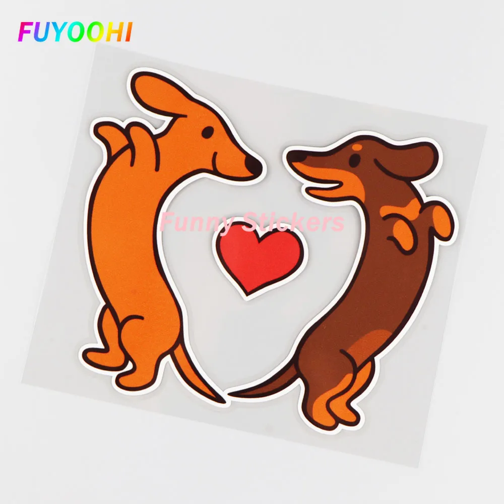

FUYOOHI Exterior/Protection Funny Stickers Lifelike Love Heart Dancing Dog Vinyl PVC Car Stickers Funny Animal Pattern Decals