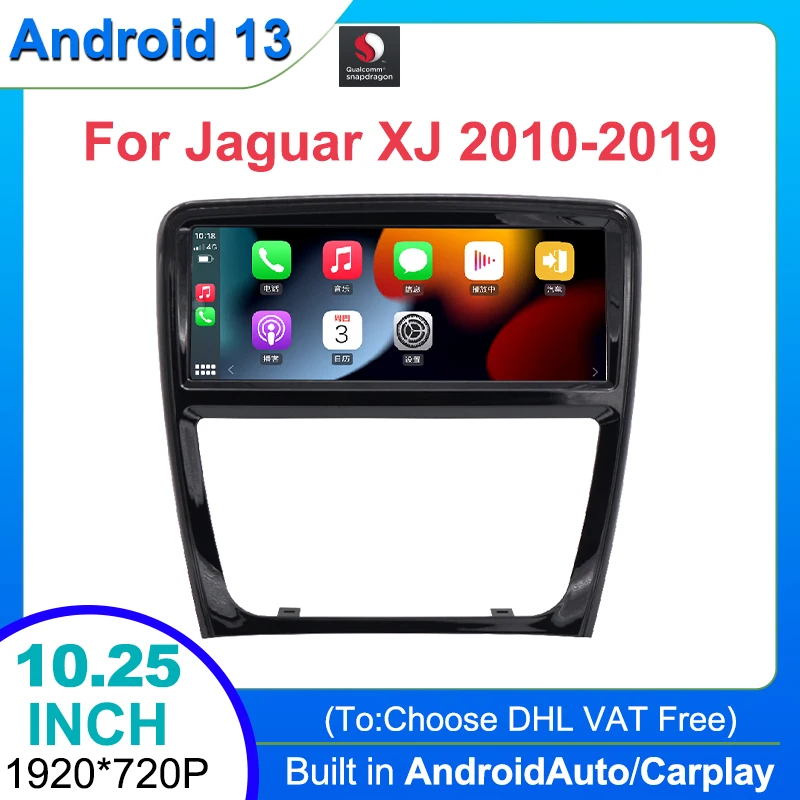 Обновление Android 13 беспроводной Carplay Auto для Jaguar XJ 2010-2019 2DIN Car Play Harman автомобильный