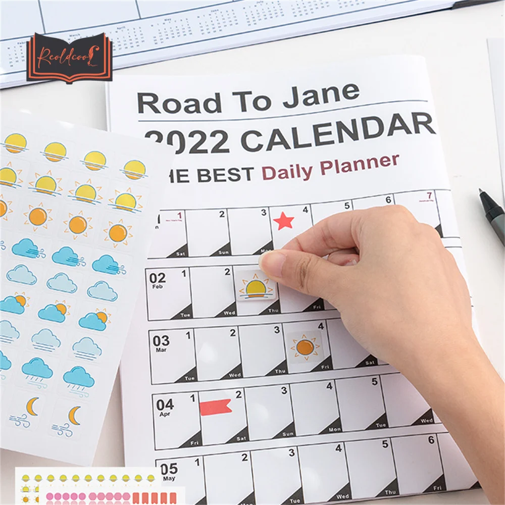 

2022 Year Annual Plan Wall Calendar Annual Daily Schedule with Stickers Simple Wall Calendar 365 Days Planner Agenda Organizer