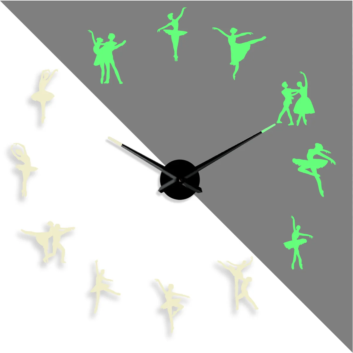 

Ballet Luminous 3D Acrylic Frameless Wall Clock Stickers DIY Wall Decoration for Living Room Bedroom Office