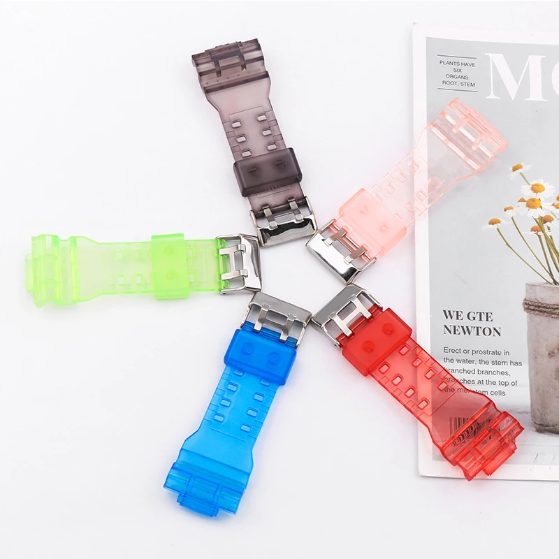 Clear Resin strap case Men's watch Accessories For Casio G-Shock GA700 710 735 Strap Outdoor sports waterproof watch band Buckle