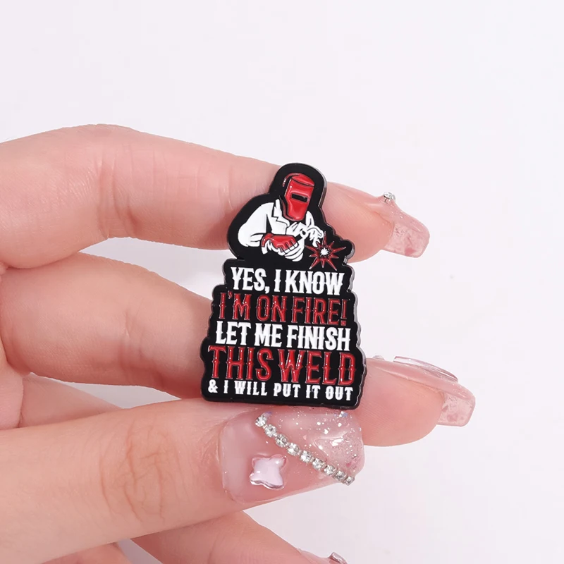 Забавная брошь в виде огнеупорного сварочного аппарата эмалированные булавки я