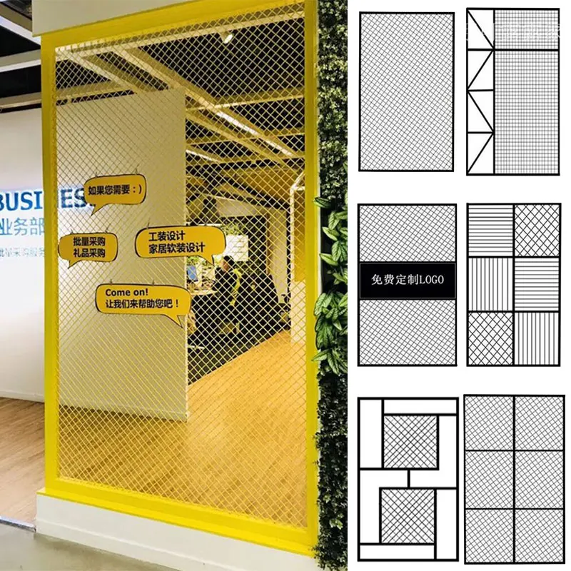 

Iron partition decoration restaurant frame wall mesh screen diamond-shaped iron grid wire ceiling industrial style customization