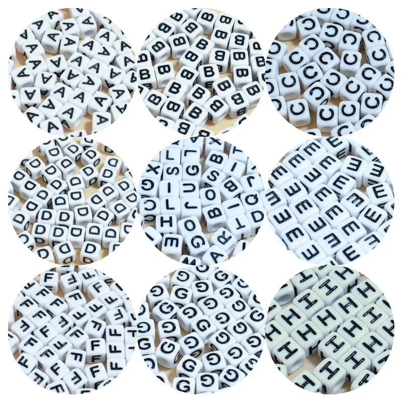 

100/200/300/400/500pcs 6mmMixed Square Alphabet Letter Beads Charms Bracelet Necklace For Jewelry Making DIY Accessories