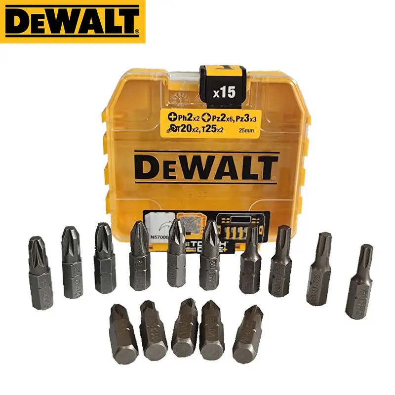 Набор бит для электрической отвертки DEWALT PH2 PZ2 PZ3 T20 T25 25 мм 15 шт.