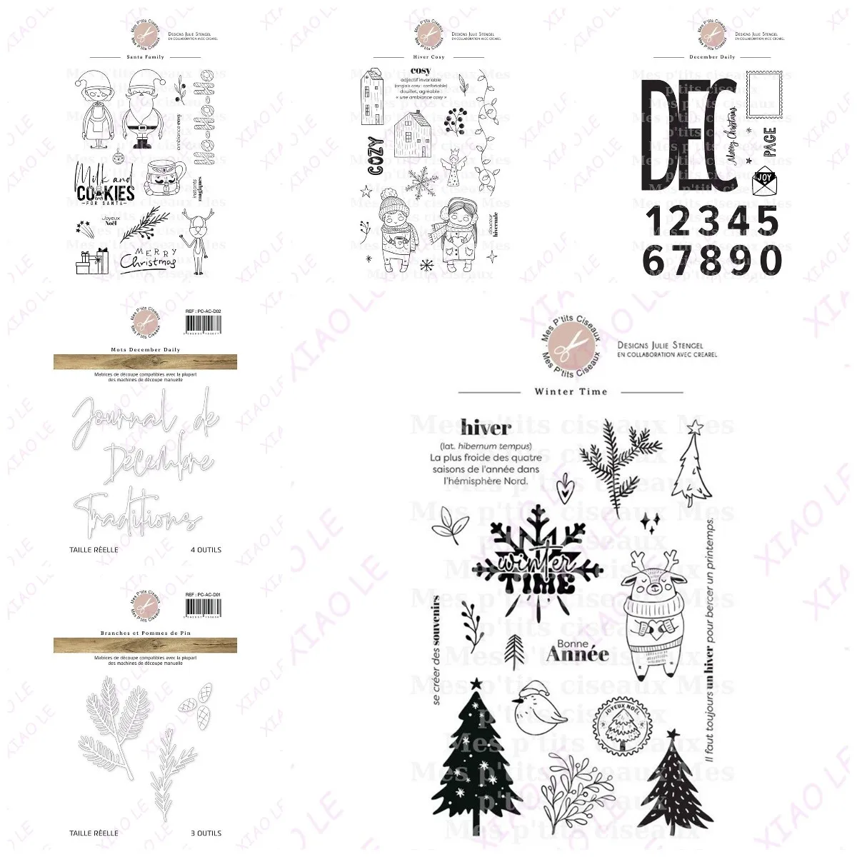 Merry Christmas Santa Family Metal Cutting Dies Clear Stamps Scrapbook Diary Decoration Embossing Cut Template DIY Greeting