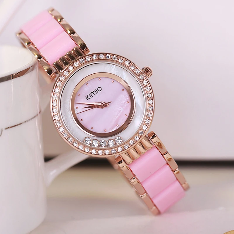 NO.2-A147 Kimio Women Rose Gold Rhinestones Watch Ladies Quartz-watch Montre Femme Women's Wrist Watch Relojes Mujer Clock