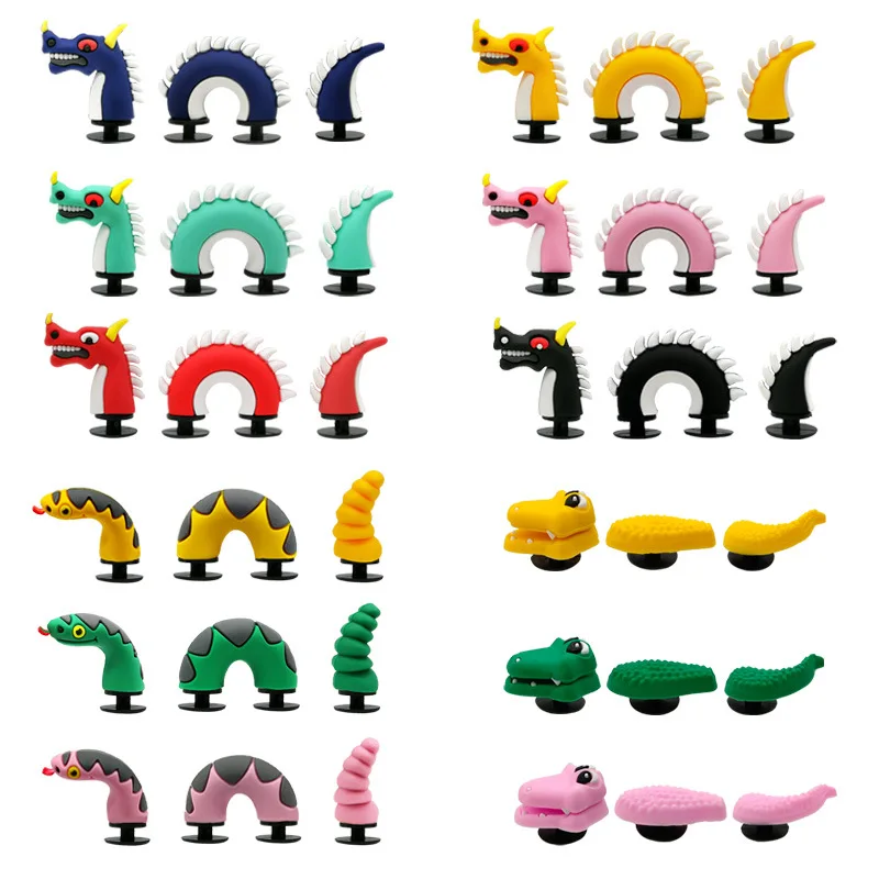 3D 신발 장식 버클 참 액세서리, 헤드 탑 드래곤 뱀 악어 DIY 조합 Jibz 크록스 키즈 문짝 선물