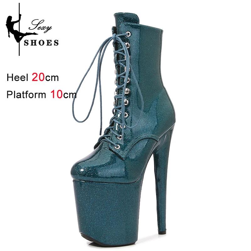 Женские ботильоны 20 см обувь для танцев на пилоне тонком каблуке с круглым носком