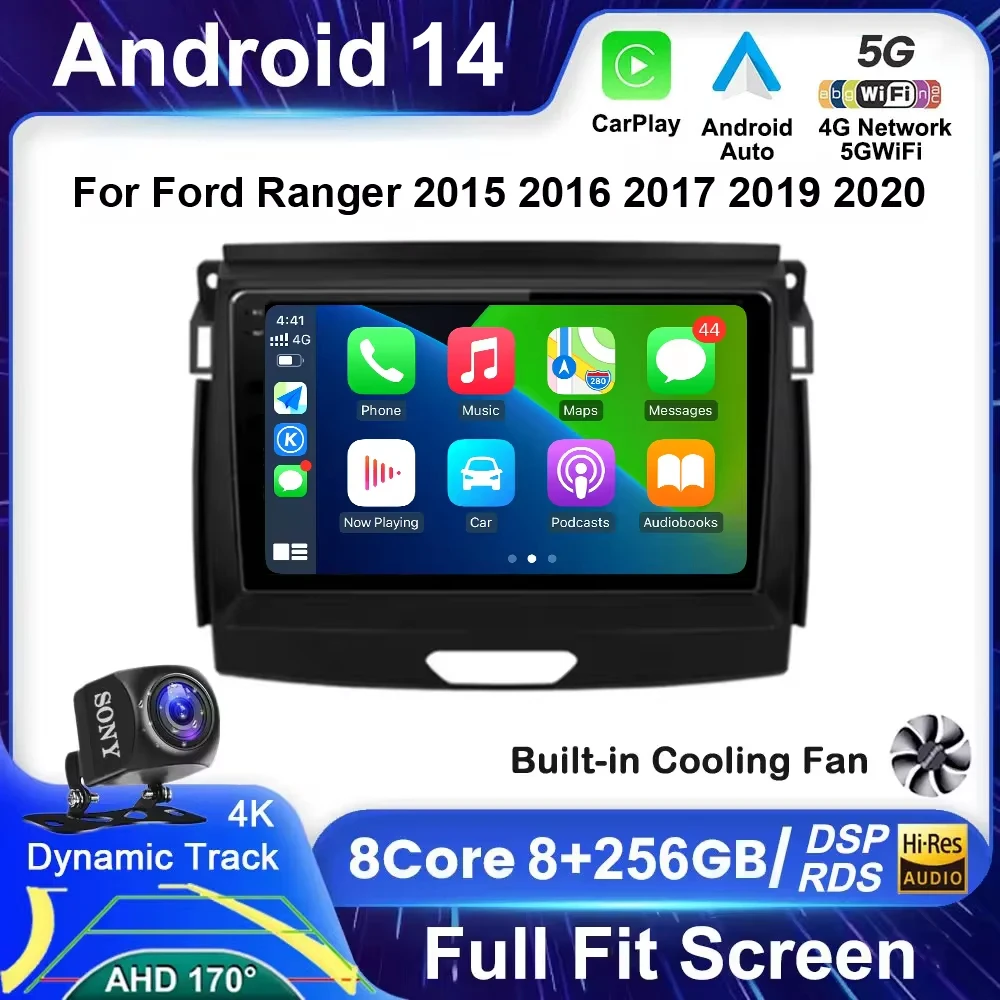 Автомагнитола Android 14 стерео QLED экран для Ford Ranger 2015 2016 2017 2018 2019 2020 GPS мультимедиа