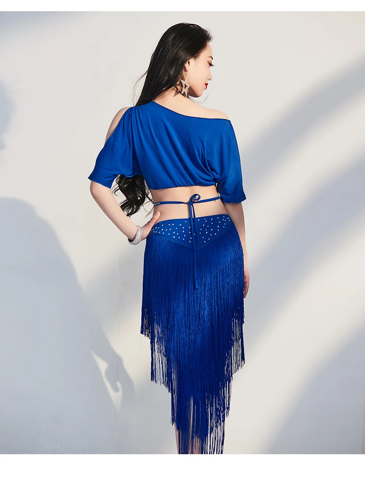 Женский костюм для танца живота танцевальный с короткой юбкой бахромой