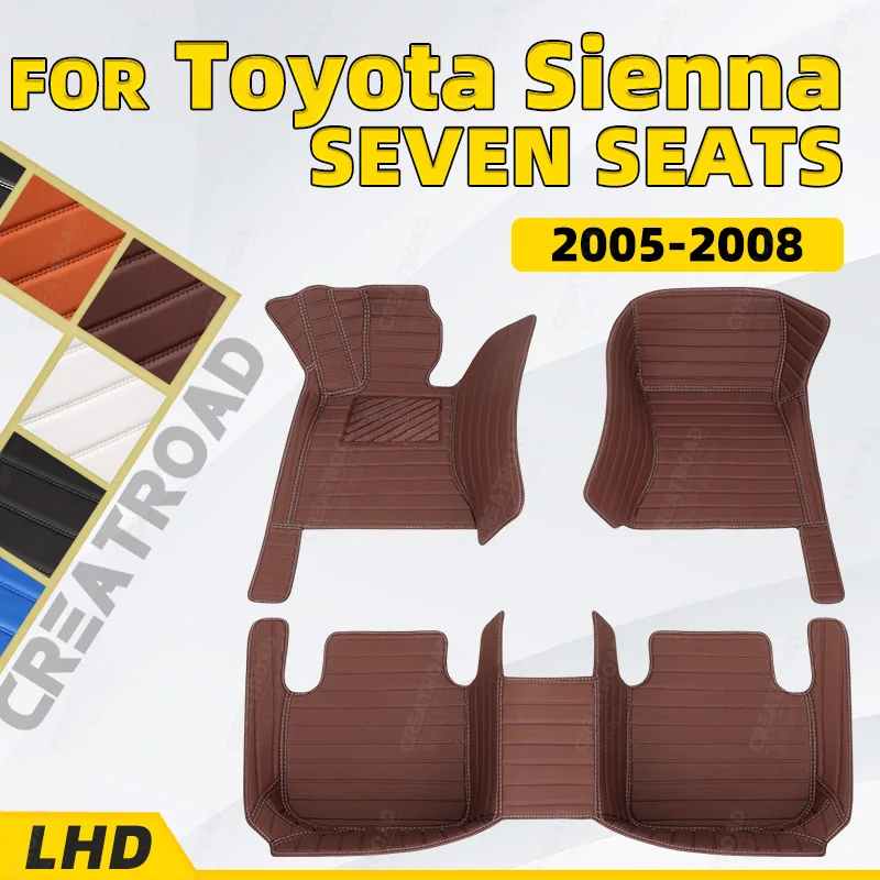 

Индивидуальные автомобильные коврики для Toyota Sienna(SEVEN SEAT)2005 2006 2007 2008, автомобильные подкладки для ног, искусственная Обложка