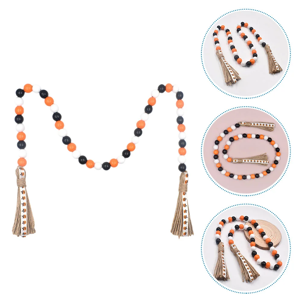 

Деревянная гирлянда с бусинами и кисточками, деревянная бусина с подвеской в виде тыквы