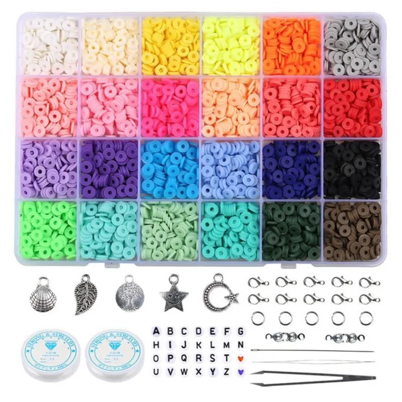 

6mm Flat Round Clay Beads for DIY Boho Women Bracelets Necklace Polymer Clay Beads For Jewelry Making Material Accessories Kit