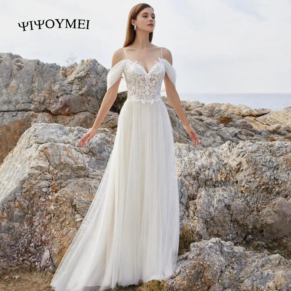 Купи Ivory Sweet Wedding Dress Off Shoulder Lace Decal Removable Sleeve A Thread Sexy Open Back Wedding Dress Customized Long Dress за 4,979 рублей в магазине AliExpress