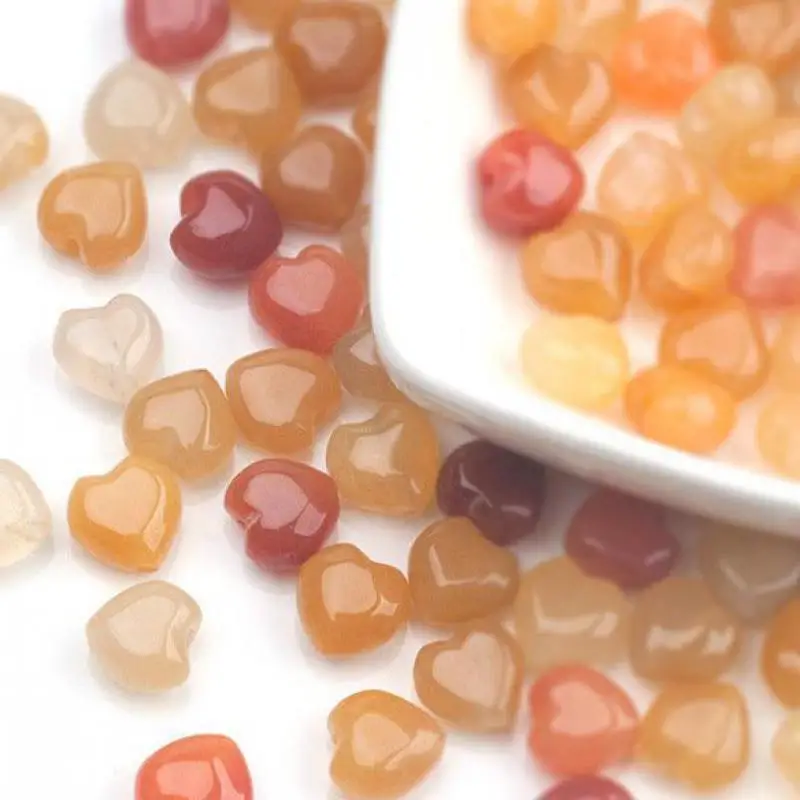

10pc Colorful Golden Silk Jade Love Heart Beads For Jewelry Making Diy Necklace Bracelet Charms Natural Jades Bead Accessories