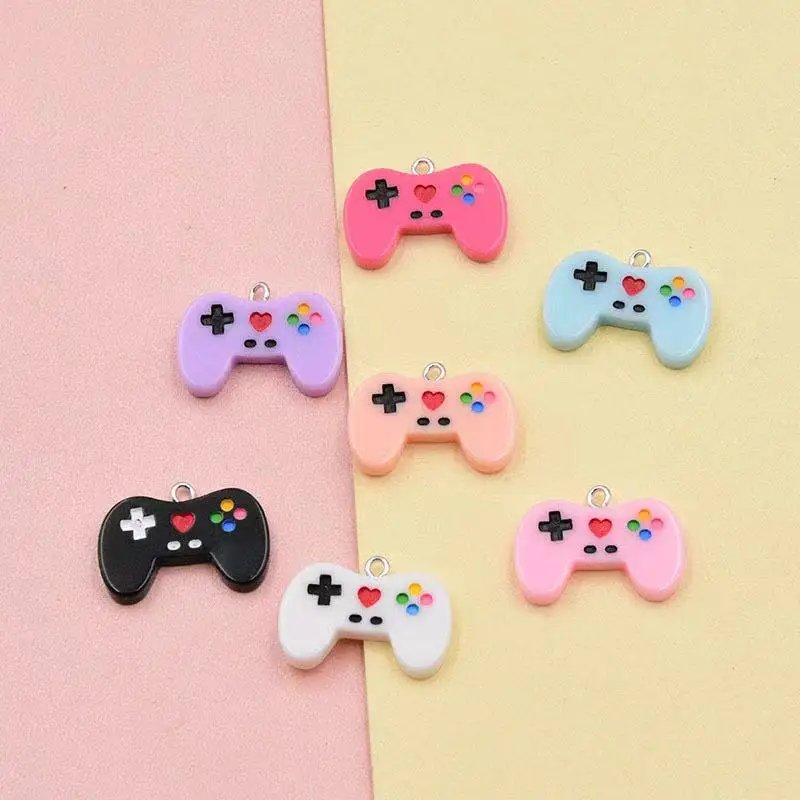 

10pcs 28*20mm Enamel White Mini Gamepad Charms For DIY Decoration Earrings Necklace Fashion Jewelry Accessories