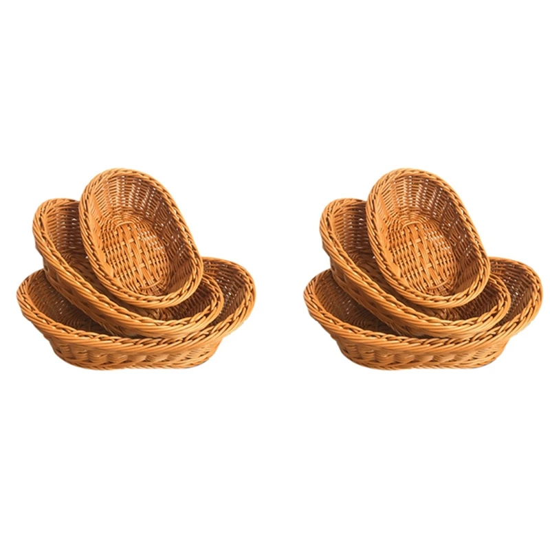 

Wicker Woven Bread Basket Serving Basket Set Of 6,Storage Basket For Food Fruit Cosmetic Storage Table Top And Bathroom
