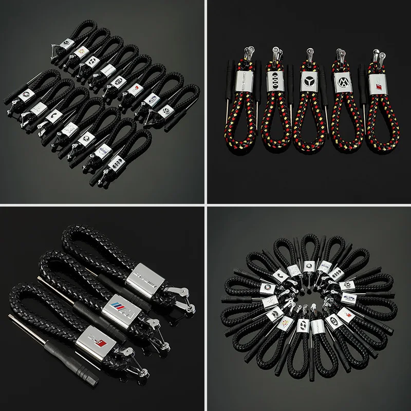 

Horseshoe Buckle Leather Rope Car Key Chain Suitable For BMW MINI Benz AMG Audi RS Volkswagen TOYOTA Honda Key Cadillac Pendant