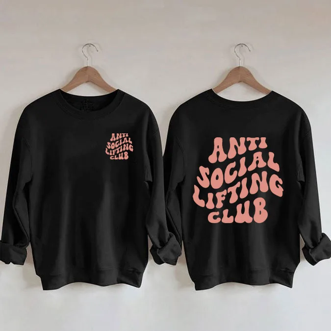 

ANTI SOCIAL LIFTING CLUB Print Women's Cotton Female Cute Long Sleeves Sweatshirt