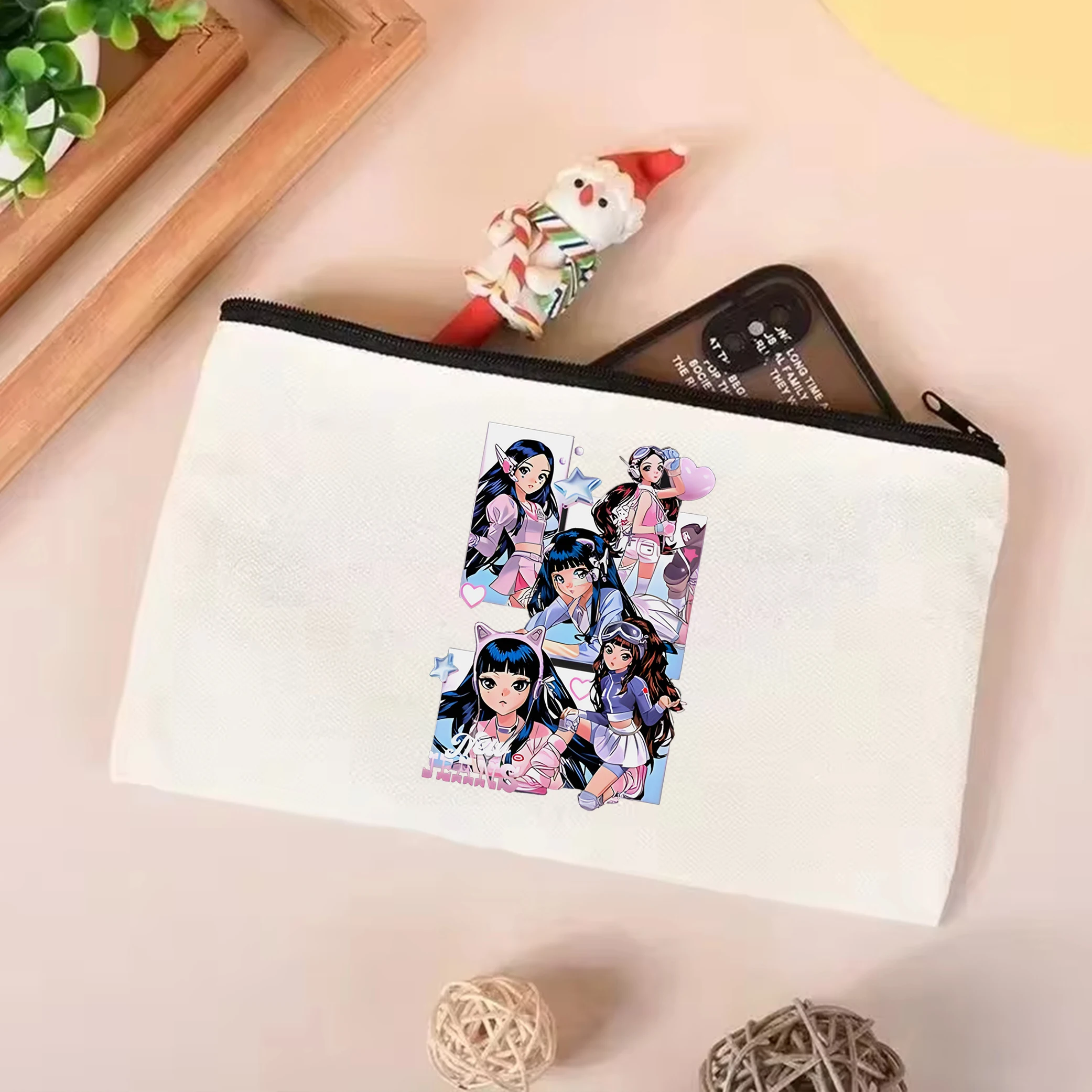 Сумка-тоут NewJeans Kpop женская модный саквояж на плечо в стиле аниме Холщовый тоут с