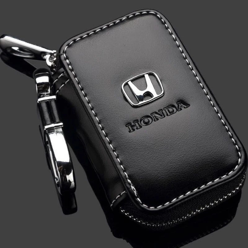 

1PCS Leather Car Key Wallet Keychain Hook Bags Key Case For Honda logo CRV Pilot Accord Civic Fit Jazz HRV Car Accessories
