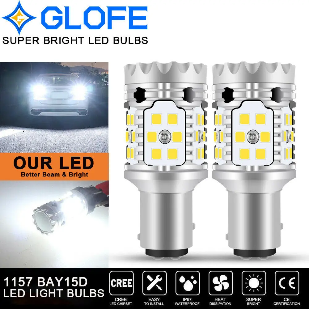 

Super Bright 1157 Led White 30Smd Turn Signal Parking Light Bulbs 6000K Glofe