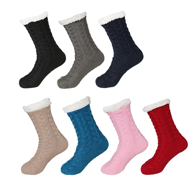 3pcs Plush Anti-Skid Thickening Keep Warm Glue Dot Socks Winter Breathable Women Floor Socks Women'S Hot Socks In Winter