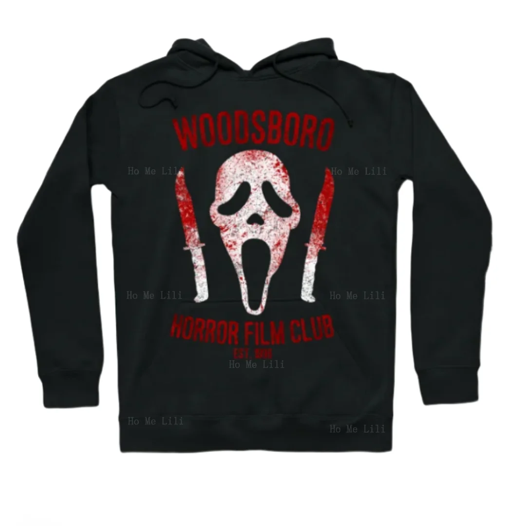 Толстовка с капюшоном Woodsboro в стиле фильма ужасов для Хэллоуина плюшевая и