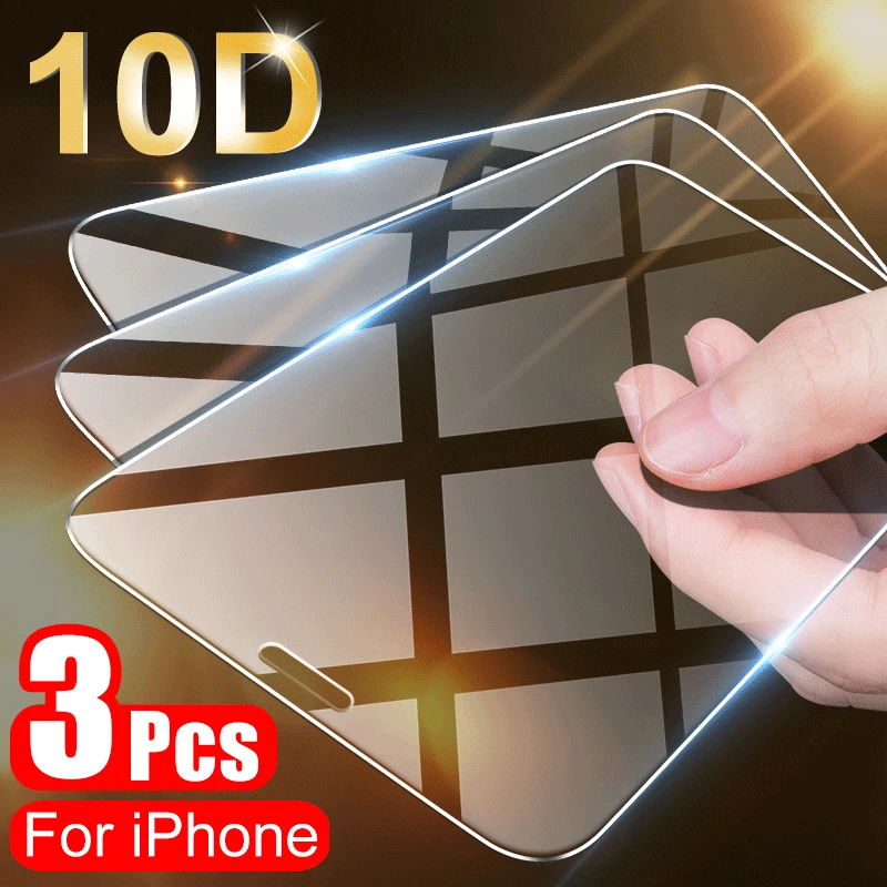 

3PCS Tempered Glass for iPhone 11 12 13 14 Pro XR X XS Max Screen Protector on for iPhone 12 Pro Max Mini 7 8 6 6S Plus SE Glass