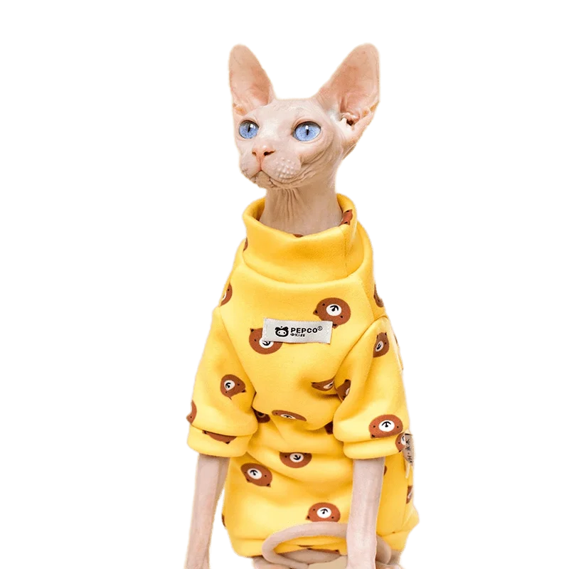 Soft Fabric Devon Rex Conis Cat Sweater Velvet Sphinx  Kitten Outfits Thickening Warm Sphynx Cat Clothes for Hairless Cat Jumper