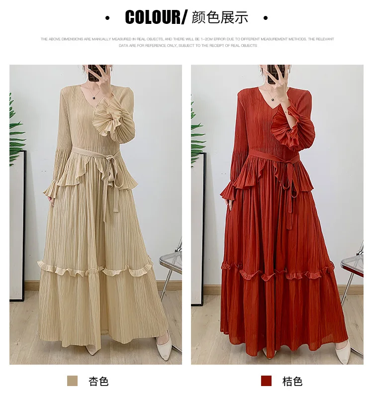 Весеннее цветное платье Miyake весна 2023 новые плиссированные европейские и женские